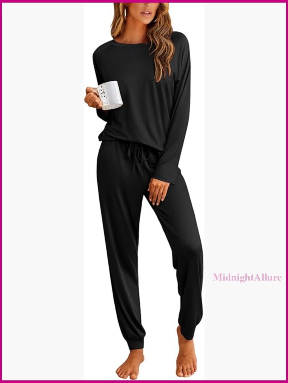 Women's Long Sleeve Pajama Set with Jogger Pants Loungewear